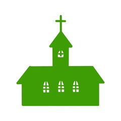 Church Silhouette Illustration 十字架のある教会シルエットイラスト	
