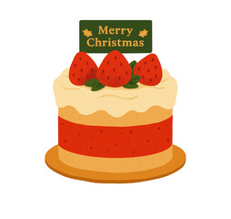 Strawberry Christmas Cake Illustration