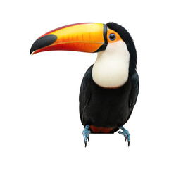 Fototapeta premium Colorful toucan perched, black background, vivid