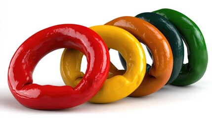Colorful Rings in Various Shades for Creative Design and Artistic Projects Featuring Red, Yellow, Green, and Brown