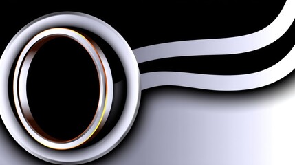 Abstract Design with Circular Element and Flowing Lines on a Black and Gray Background for Modern Art Graphics