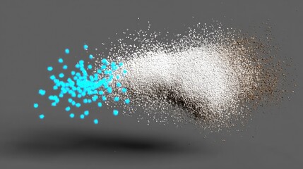 Dynamic Burst of Colorful Particles with Gray Background and Fluid Movement Design Element for Abstract Concept