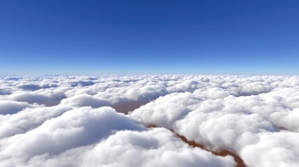Expansive View of Fluffy White Clouds Under Bright Blue Sky in Daytime Atmosphere