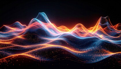 Obraz premium Bright fractal light creates a technology energy wave pattern illustration
