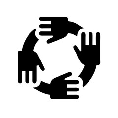 Teamwork hands circle icon for collaboration concept