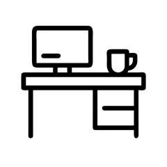 Desk with computer and mug icon for workspace
