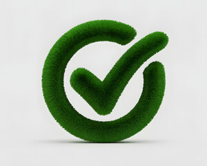 Vibrant green grass checkmark symbol signifies approval, success, and eco-friendly choices in a clean, modern aesthetic