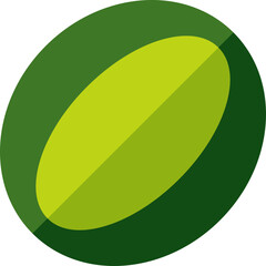 Abstract green oval shape with textured surface and dark green border on a transparent background flat design vector illustration