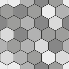 Abstract Hexagonal Grid Pattern In Shades Of Gray And White With Dark Outlines On Transparent Background Geometric Background