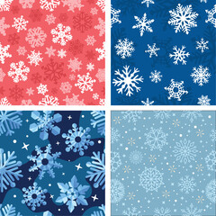 Winter Snowflake Seamless Pattern Set