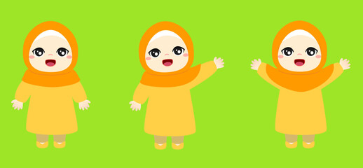 Illustration of Muslim Girl in Orange Hijab