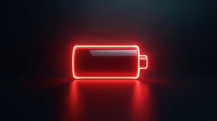 Energy Depletion: A glowing symbol of a drained battery signifies power outage and the need for replenishment.  