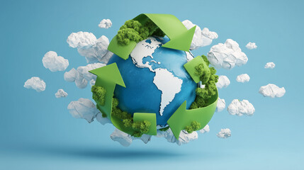 National Recycling Day Poster with Earth and Recycling Arrows