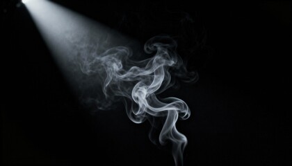Illusion of Mystery: A mystical beam of light cuts through a mysterious cloud of smoke, against the black background, creating an image of intrigue.