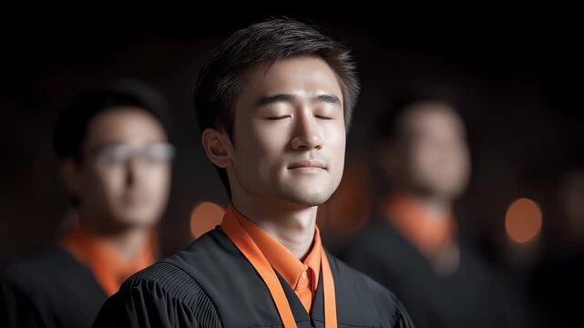 Confident Asian Graduate at Graduation Ceremony