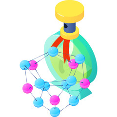 Abstract Molecular Structure With Green Orb And Yellow Cap On Transparent Background Represents Scientific Discovery And Innovation