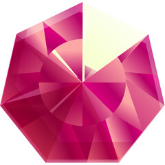 Abstract Octagonal Faceted Gemstone With Pink And Cream Colors And Geometric Reflections On A Transparent Background