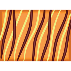 Abstract Orange Background With Vertical Yellow And Dark Brown Curved Stripes