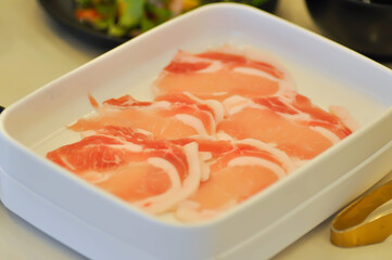raw pork or sliced pork or meat