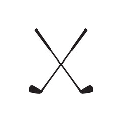 Crossed Golf Clubs Silhouette | Vintage Golf Icon Vector Design