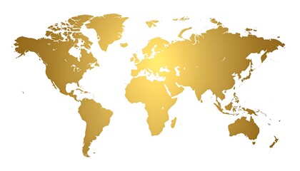 Obraz premium A gold-colored world map on a white background