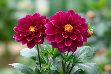 Obraz premium Dahlia flowers blooming in a natural garden environment