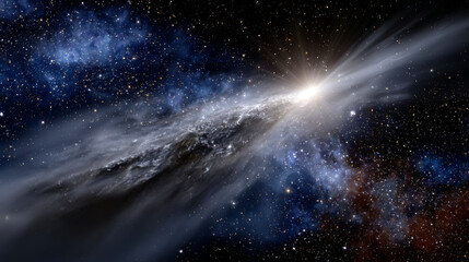 Centered galaxy background shines with brilliant light, emitting feeling of awe and wonder, showcasing celestial beauty and interstellar phenomena