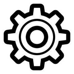 Settings Gear Icon: Monochrome Outline Vector Graphic