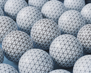 Modern abstract spheres with geometric grid pattern create a sense of innovation and futuristic design for technology concepts