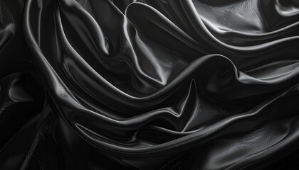 Fototapeta premium Dark black textured fabric and crumpled paper surface backgrounds for textile design