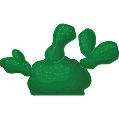 Green Pixelated Cactus Plant With Multiple Arms On A Transparent White Background With Subtle Speckles Throughout The Body