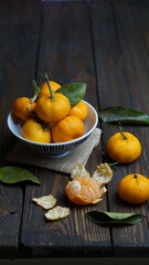 Fresh mandarin oranges fruit or tangerines in a bowl