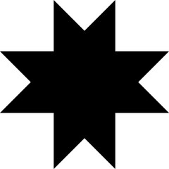Black Abstract Star Shape With Eight Points On Transparent Background