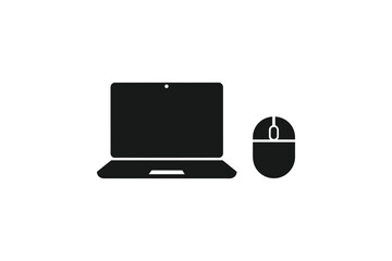 Laptop and mouse isolated on white background, essential tools for productivity, communication, and entertainment in the digital age
