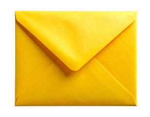 Front View of Closed Yellow Envelope with Flap, Isolated on Transparent Background