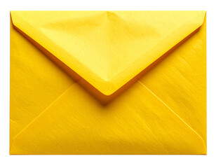front View of Closed Yellow Envelope with Flap, Isolated on Transparent Background 