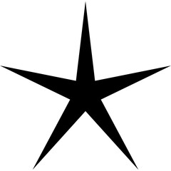 Black Five Pointed Star Silhouette With Sharp Points Isolated On White Background Graphic Design Element