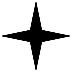 Black Four Pointed Star Shape On A Transparent Background Abstract Geometric Design Element