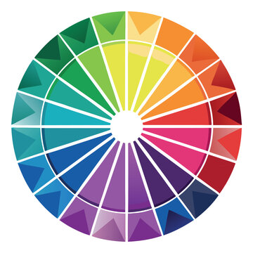 Full Color Wheel Chart Vector Illustration. Gradation Spectrum of Tints, Tones, and Shades Design.