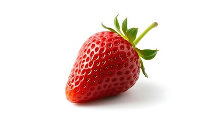 Fresh strawberry on white background, vibrant and juicy, showcasing natural beauty in a simple setting.