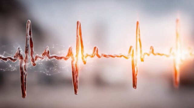 Vitality's Echo: A pulsating heartbeat rhythm, rendered in vibrant detail, signifies life's fundamental essence, intertwined with energy and vitality.