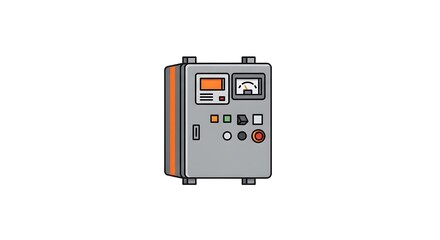 Industrial Control Panel Illustration - Detailed View of Electrical Equipment.