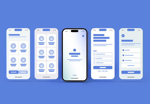 Mobile App UI Wireframe Template Kit for UX Design