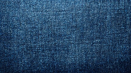 Close up view reveals the detailed diagonal twill weave of dark indigo textile material