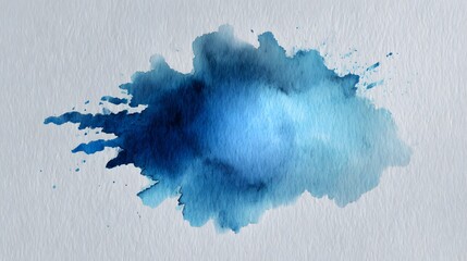 Deep blue watercolor ink splash texture spreads across textured white paper background