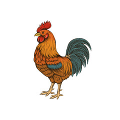 Colorful Rooster Illustration Hand Drawn Vector