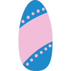 Blue And Pink Decorative Easter Egg With Polka Dots And Swirl Detail On Transparent Background