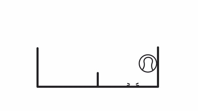 Padel Gameplay Animation. Looping Icon of a Ball Bouncing Off the Back Glass Wall