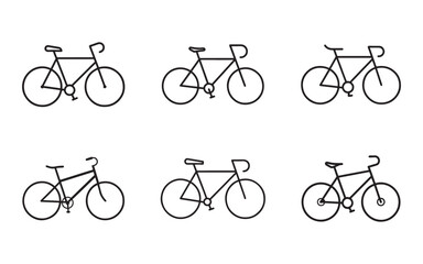 Obraz premium Minimalist Bicycle Icon Set for Graphic Design and Transportation Concepts Offering Clean and Simple Visuals for Various Applications
