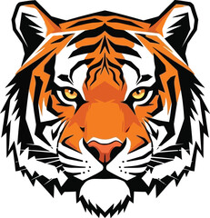 Fototapeta premium Tiger head face portrait animal wildlife feline predator mammal bengal stripes zoo